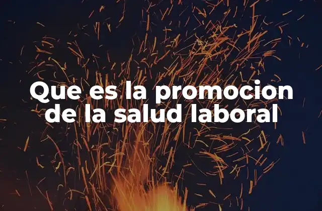 Que es la Promocion de la Salud Laboral