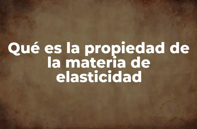 Qué es la Propiedad de la Materia de Elasticidad