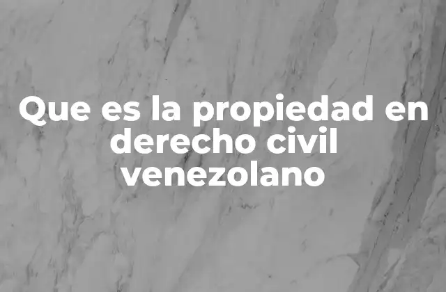 Que es la Propiedad en Derecho Civil Venezolano
