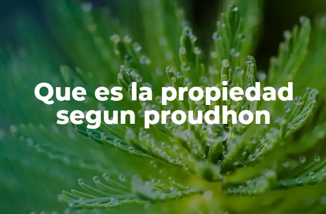 Que es la Propiedad Segun Proudhon