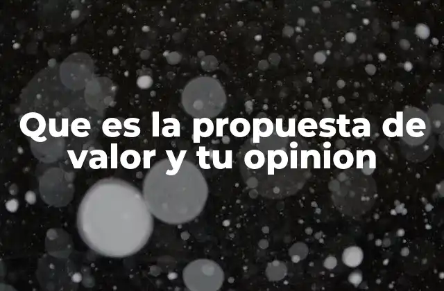 Que es la Propuesta de Valor y Tu Opinion