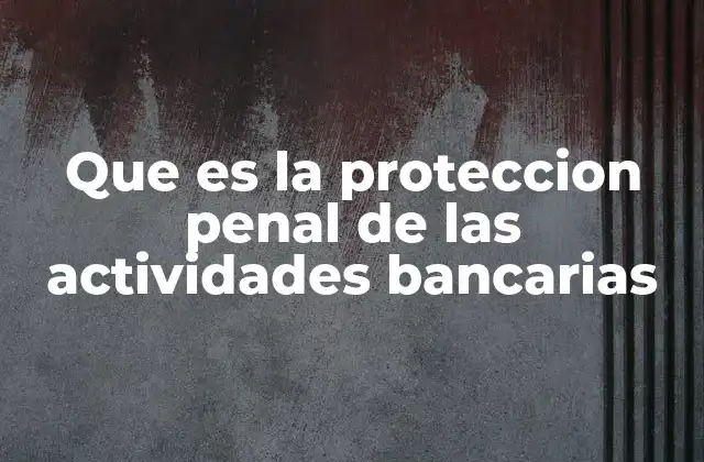 Que es la Proteccion Penal de las Actividades Bancarias
