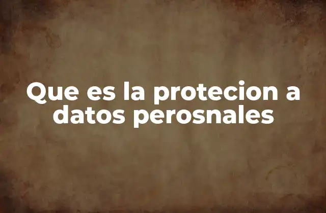 Que es la Protecion a Datos Perosnales