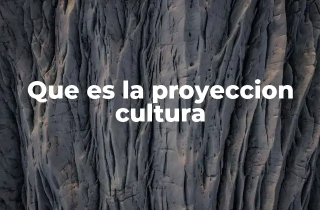 Que es la Proyeccion Cultura