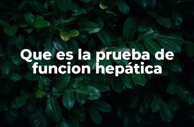 Que es la Prueba de Funcion Hepática