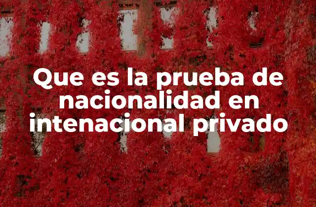 Que es la Prueba de Nacionalidad en Intenacional Privado
