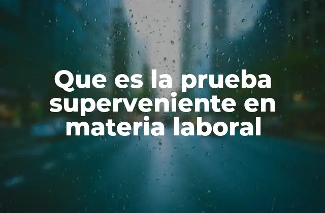 Que es la Prueba Superveniente en Materia Laboral