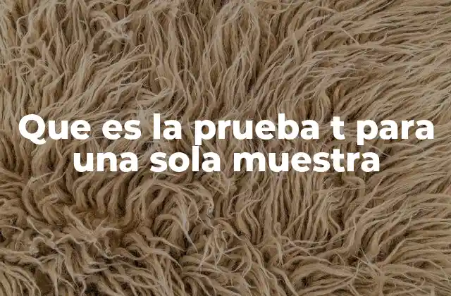 Que es la Prueba T para una Sola Muestra