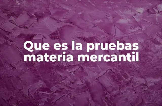 Que es la Pruebas Materia Mercantil