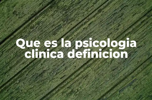 Que es la Psicologia Clinica Definicion