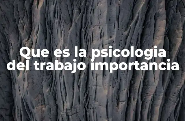 Que es la Psicologia Del Trabajo Importancia