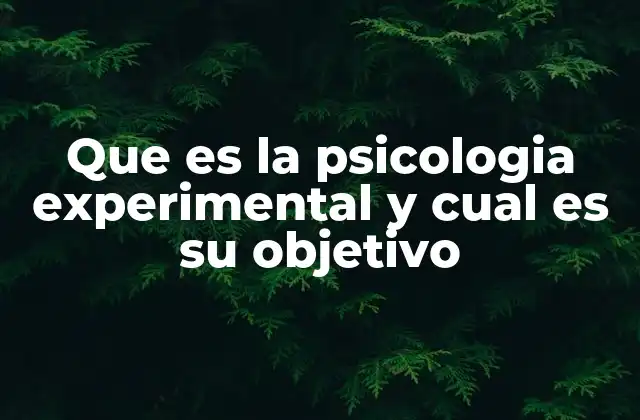 Que es la Psicologia Experimental y Cual es Su Objetivo