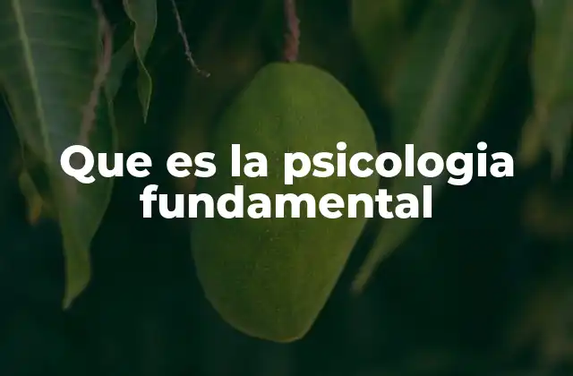 Que es la Psicologia Fundamental