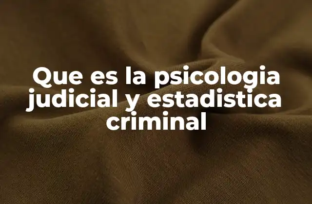 Que es la Psicologia Judicial y Estadistica Criminal