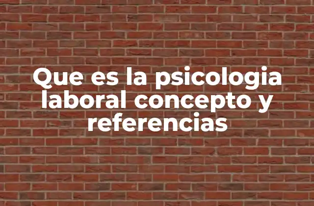 Que es la Psicologia Laboral Concepto y Referencias