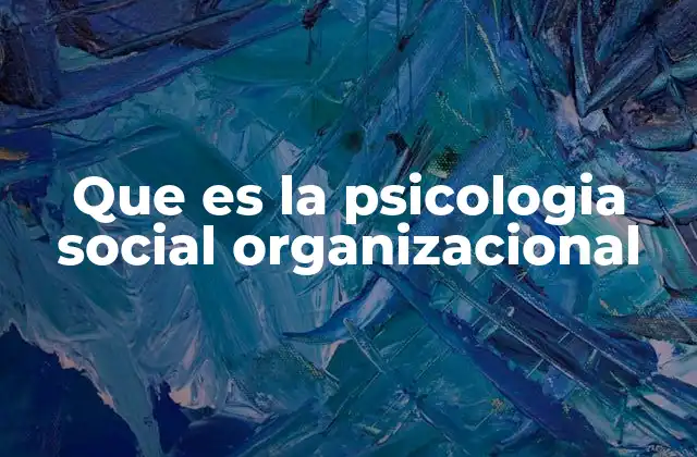 Que es la Psicologia Social Organizacional