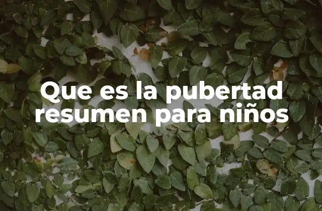 Que es la Pubertad Resumen para Niños