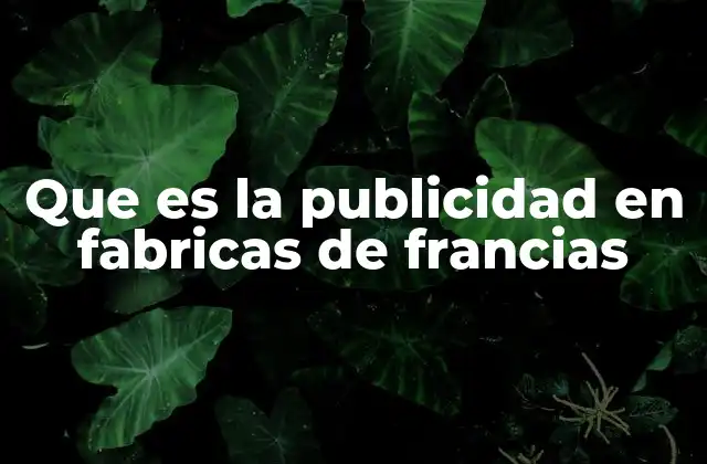 Que es la Publicidad en Fabricas de Francias