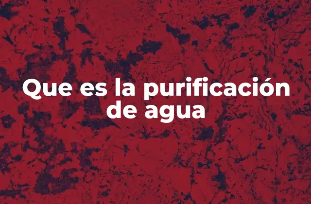 Que es la Purificación de Agua
