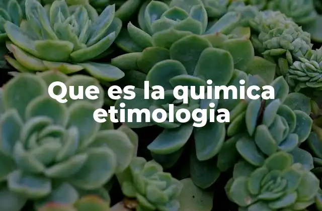 Que es la Quimica Etimologia