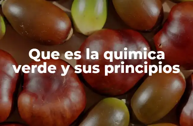 Que es la Quimica Verde y Sus Principios