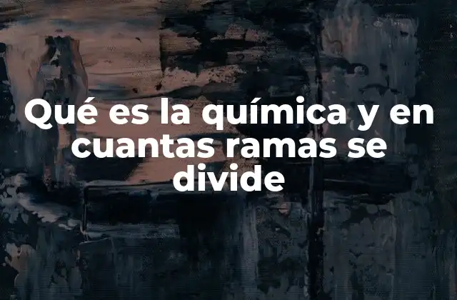 Qué es la Química y en Cuantas Ramas Se Divide