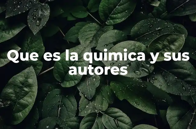 Que es la Quimica y Sus Autores