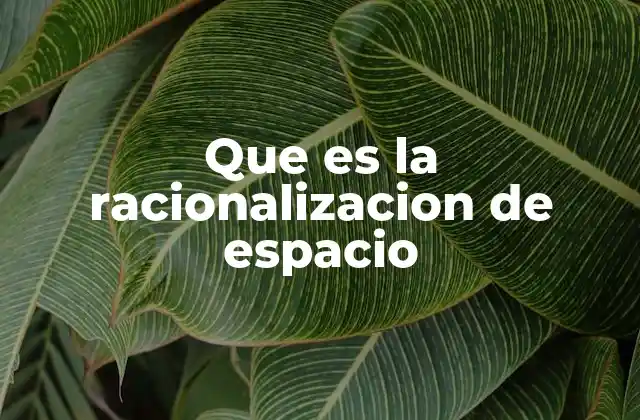 Que es la Racionalizacion de Espacio