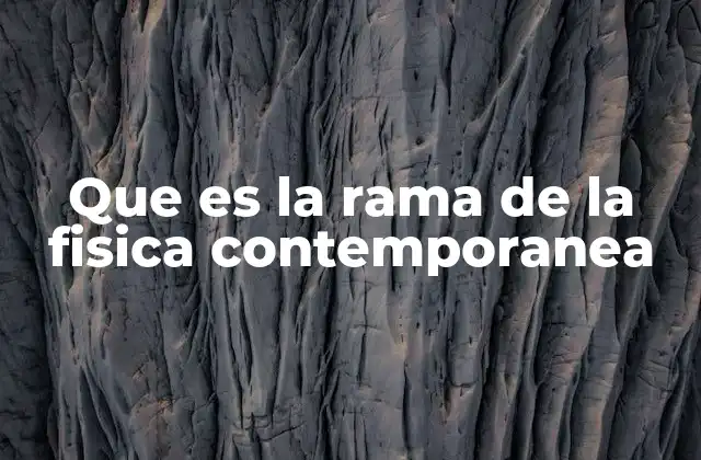 Que es la Rama de la Fisica Contemporanea