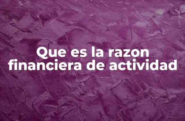 Que es la Razon Financiera de Actividad
