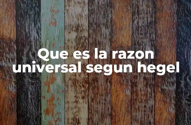 Que es la Razon Universal Segun Hegel