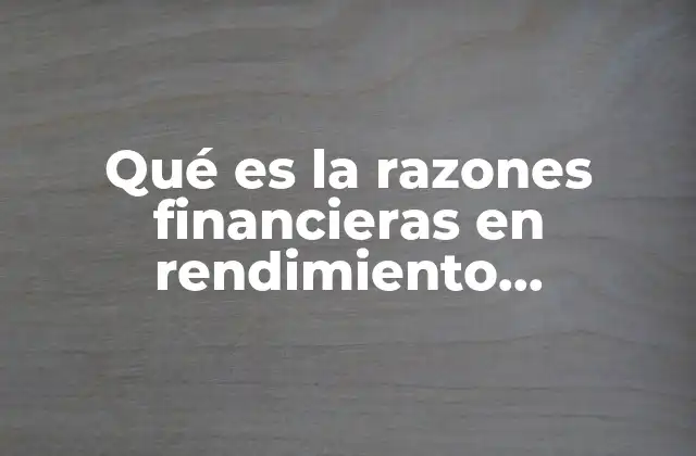Qué es la Razones Financieras en Rendimiento Económico