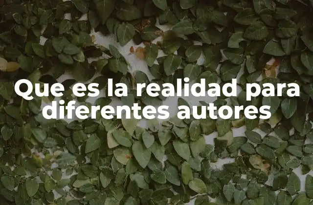 Que es la Realidad para Diferentes Autores 2 Las múltiples interpretaciones de la existencia y percepción