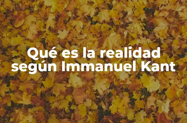Qué es la Realidad según Immanuel Kant