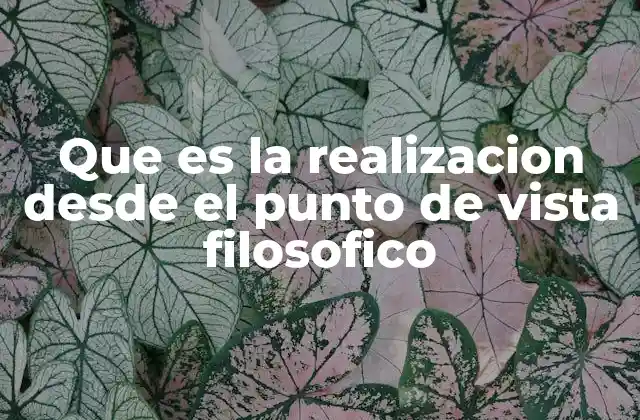 Que es la Realizacion desde el Punto de Vista Filosofico