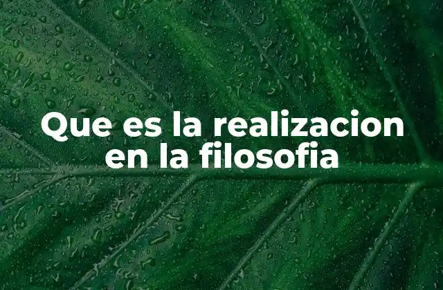 Que es la Realizacion en la Filosofia