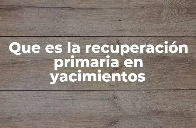 Que es la Recuperación Primaria en Yacimientos