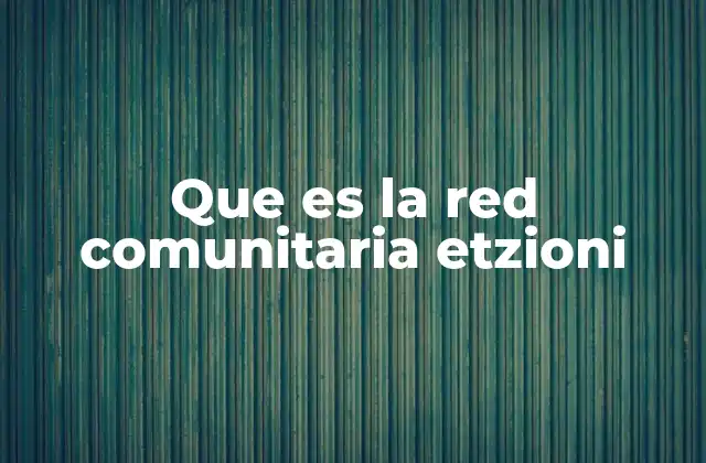 Que es la Red Comunitaria Etzioni