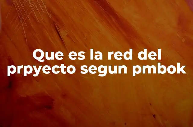 Que es la Red Del Prpyecto Segun Pmbok