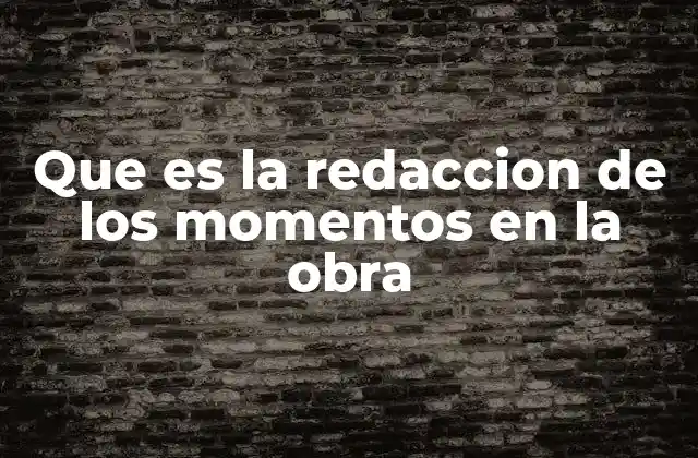 Que es la Redaccion de los Momentos en la Obra