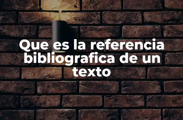 Que es la Referencia Bibliografica de un Texto