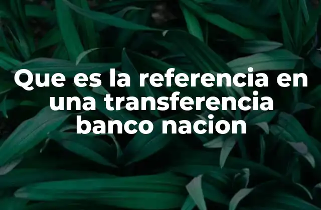 Que es la Referencia en una Transferencia Banco Nacion