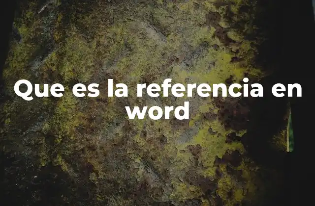 Que es la Referencia en Word