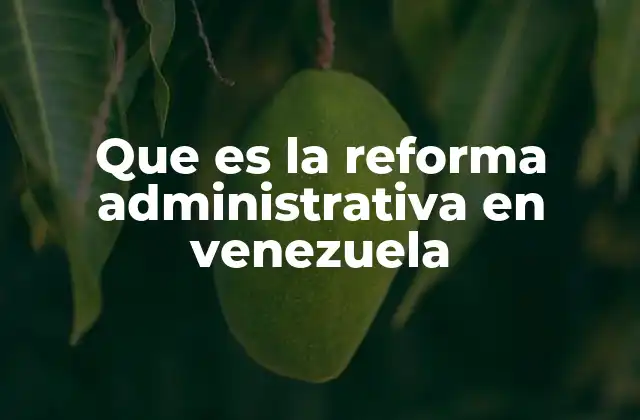 Que es la Reforma Administrativa en Venezuela