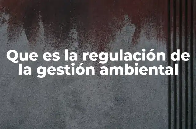 Que es la Regulación de la Gestión Ambiental