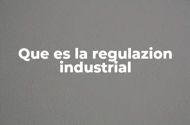 Que es la Regulazion Industrial