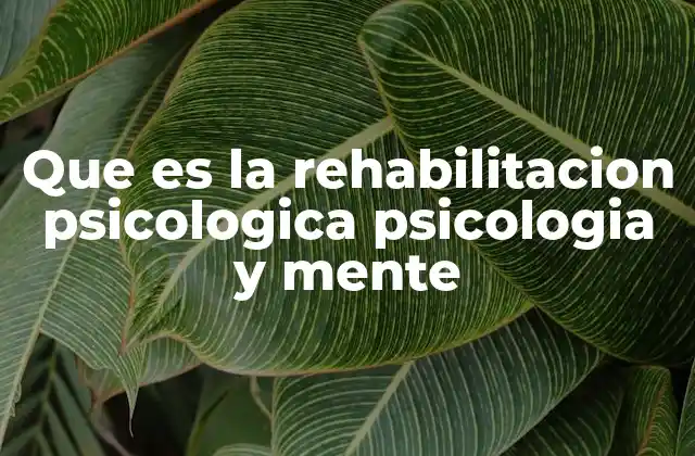 Que es la Rehabilitacion Psicologica Psicologia y Mente