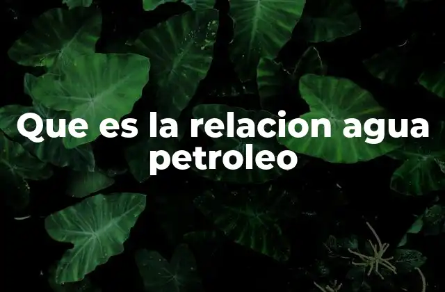 Que es la Relacion Agua Petroleo