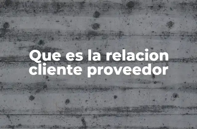 Que es la Relacion Cliente Proveedor