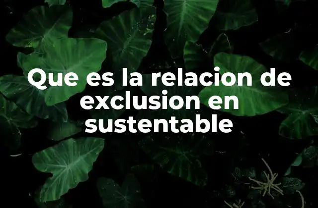 Que es la Relacion de Exclusion en Sustentable